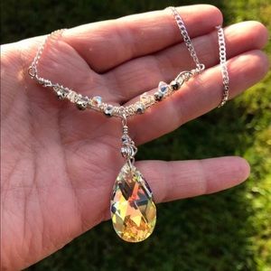 AB Goddess Swarovski Crystal & Gem Silver Necklace
